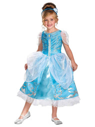 Disney Princess Girls Deluxe Blue Cinderella Costume Dress Small (4-6X)