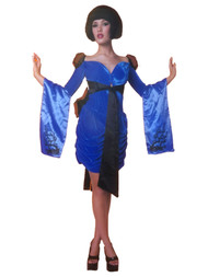 Womens Adult Geisha Blue Kimono Dress Costume Medium (8-10)