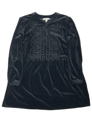 Pioneer Woman Womens Black Velour Empire Waist Embroidered Tunic Shirt