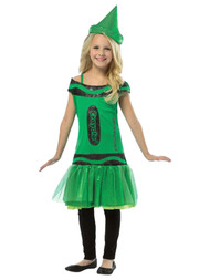 Rasta Imposta Girls Green Sparkle Crayola Crayon Costume Dress Size 7-10