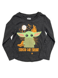 Star Wars Girl Gray Baby Yoda Trick Or Treat Long Sleeve Halloween Shirt