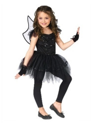Fun World Girls Sparkly Black Ballerina Fairy Costume Wings Tutu