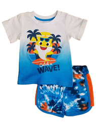 Infant & Toddler Boys Baby Shark Blue Tie Dye Outfit Shirt & Shorts Set