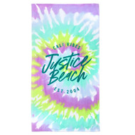 Justice 100% Cotton Spiral Tie Dye Oversized Beach Towel, 64x34 Purple & Green