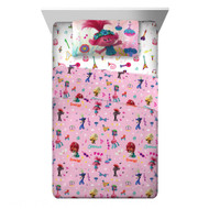 Dreamworks Trolls World Tour 4 Pc Full Sheet Set, Pink Microfiber Bed Sheets