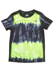 Russell Boys Silky Mesh Lime Green & Black Athletic Tee Shirt T-Shirt