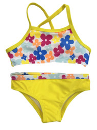 Infant & Toddler Girls Yellow Floral 2 Piece Bikini Swimming Suit