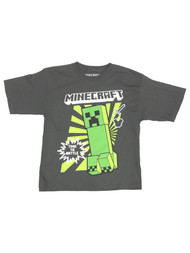 Minecraft Boys Gray Ready to Battle Tee Shirt Video Gamer T-Shirt