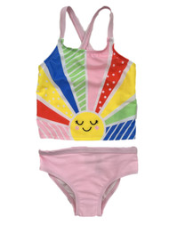 Infant & Toddler Girls Colorful Sunset 2 Piece Pink Tankini Swimming Suit