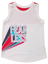 Girls White & Red Fearless Tank Top Sleeveless Shirt