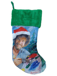Bob Ross Silky Blue & Green Holiday Christmas Stocking