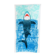 100% Cotton Oversized Shark Beach Towel, 34" x 64" Blue & Green