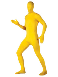 Rubies Mens Yellow Full Body Stretch Jumpsuit Costume With Removable Hood L