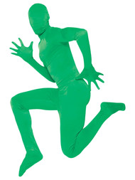 Mens Green Hooded Full Body Stretch Jumpsuit Costume Bodysuit