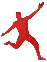 Mens Red Hooded Full Body Stretch Jumpsuit Costume Bodysuit