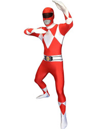 Mens Red Power Ranger Full Body Stretch Jumpsuit Costume Bodysuit X-Large