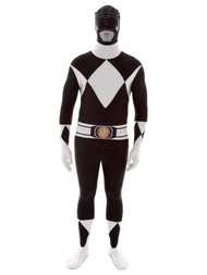 Mens Black Power Ranger Full Body Stretch Jumpsuit Costume Bodysuit X-Large