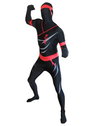 Mens Black Full Body Stretch Jumpsuit Ninja Costume Bodysuit X-Large