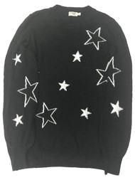 Womens Plus Soft Black & White Star Print Pull-Over Sweater
