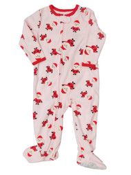 Carters Infant Girls Pink Fleece Santa Sleeper Holiday Christmas Pajamas