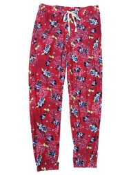 Disney Womens Red Mickey Minnie Mouse Joggers Sleep Pants Pajama Bottoms