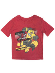 Transformers Boys Red Short Sleeve Optimums Prime & Bumblebee Shirt T-Shirt