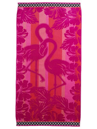 Celebrate Pink Flamingo Plush Turkish Cotton Velour Beach Towel 34x64