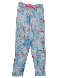 Womens Patriotic Blue Sunburst Joggers Sleep Pants Pajama Bottoms