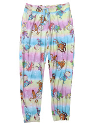 Womens Rainbow Stripe Rugrats Joggers Sleep Pants Pajama Bottoms