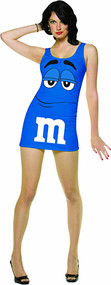 Rasta Imposta Womens Blue M&Ms Costume Tank Dress One Size Fits Most (4-10)