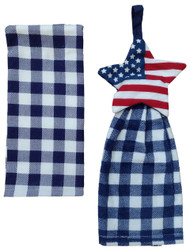 Celebrate Americana USA Flag Tie Top Kitchen Towel Set, 2 Patriotic Dish Towels