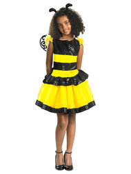 Disguise Girls Razzle Dazzle Bee Sequin Dress & Wings Costume Medium (7-8)