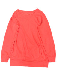 Girls Neon Orange Pull-Over Sweatshirt Top with Pockets Large (10-12)