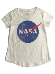 Girls Short Sleeve White NASA Space Tee Shirt X-Small 4-5