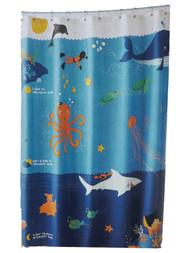 Pillowfort Ocean Fish Fabric Shower Curtain, Octopus & Sea Life Pattern Bath