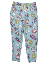 Womens Blue Sunshine & Roller Skates Joggers Sleep Pants Pajama Bottoms