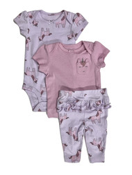 Carters Infant Girls 3PC Purple Unicorn Bodysuit T-shirt & Legging Set