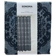Sonoma Indigo Blue Banded Tile Medallion Fabric Shower Curtain, Bath Decor