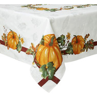 Autumn Medley Fall Harvest Tablecloth with Pumpkin Print, 60x144 Oblong