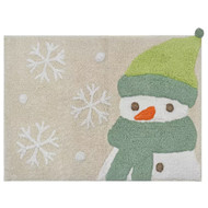 St Nicholas Square Snowflakes & Snowman Bath Rug, 20x30 Green Beige Bath Mat