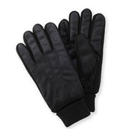 Isotoner Mens Black Brushed Microfiber Gloves Thinsulate Lined With Cuffed Wrist