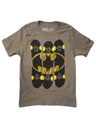 Batman Boys Gray Batman Logo Skateboard Short Sleeve T-Shirt Tee Shirt