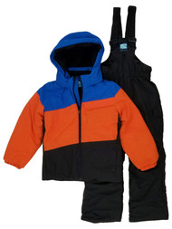 Iceburg Boys Blue Orange & Black Snow Coat & Ski Bibs Snowsuit Set