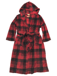 Boys Plush Red & Black Buffalo Plaid Bath Robe House Coat