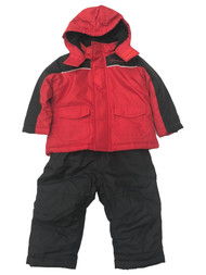 Infant Boys 2pc Snow Set Red Winter Coat & Black Bibs Set