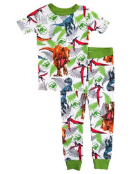 Jurassic Park Boys White Dinosaur Pajamas T-Shirt & Bottoms Sleep Set