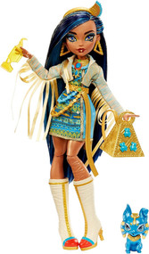 Monster High Cleo De Nile Doll with Pet Dog, Blue Streaked Hair
