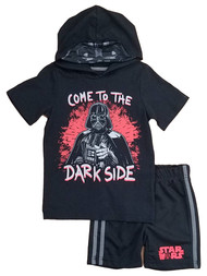 Boys Red & Black Star Wars Outfit Hooded T-Shirt Top & Shorts Set