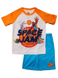 Space Jam Boys Orange & Blue Space Jam Pajama Sleep Shorts & T-Shirt Set