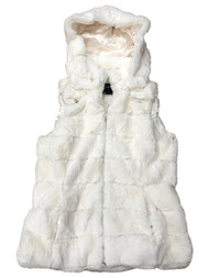 Liz Claiborne Womens Plush Quilted Ivory Hoodie Vest with Removable Hood